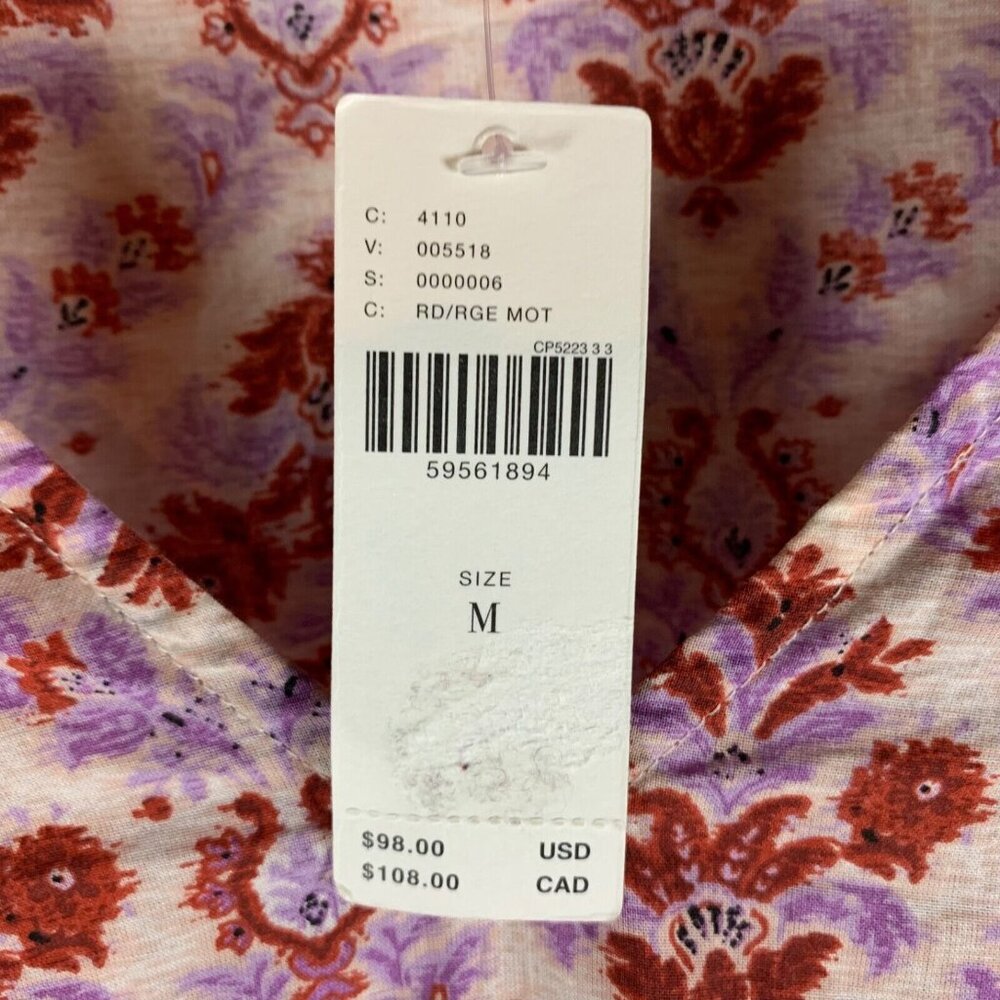 Eze Sur Mer Women's Long Sleeve V-Neck Yvonne Lace Blouse Boho Top Sz M NWT 9742 - Picture 4 of 10